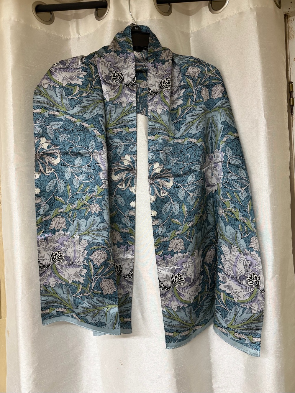 Talbots Blue and Green Floral 100% Silk Scarf